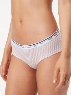 Rayures roses et bleues - Lot de 4 culottes à logo en coton