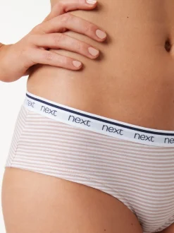 Rayures roses et bleues - Lot de 4 culottes à logo en coton