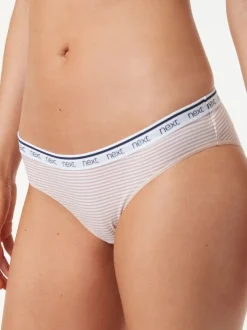 Rayures roses et bleues - Lot de 4 culottes à logo en coton