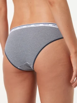 Rayures roses et bleues - Lot de 4 culottes à logo en coton