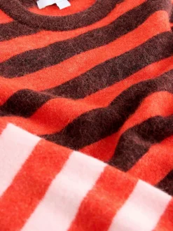 Rayures rouges/bleues multicolores - Pull à col rond à manches longues en laine