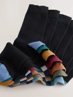 Rayures rugby noires - Lot de 7 - Chaussettes riches en coton pour homme