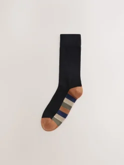 Rayures rugby noires - Lot de 7 - Chaussettes riches en coton pour homme