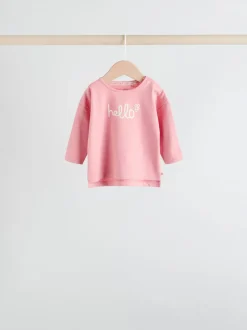 Rayure/slogan rose - Hauts bébé à manches longues Lot de 4 (0mois2ans)