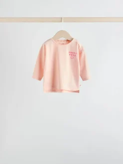 Rayure/slogan rose - Hauts bébé à manches longues Lot de 4 (0mois2ans)