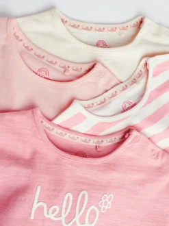 Rayure/slogan rose - Hauts bébé à manches longues Lot de 4 (0mois2ans)