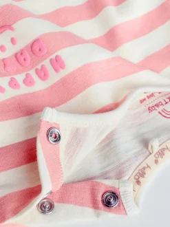 Rayure/slogan rose - Hauts bébé à manches longues Lot de 4 (0mois2ans)