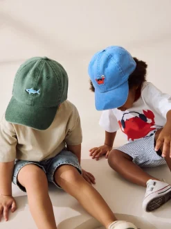 Requin/crabe - Lot de 2 casquettes délavées (3mois à10ans)