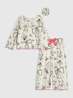 River Island Pyjama à manches longues monochrome avec nœud