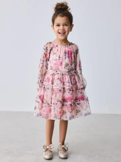 Robe à nœud Baker by Ted Baker à manches longues en maille fleurie