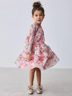 Robe à nœud Baker by Ted Baker à manches longues en maille fleurie