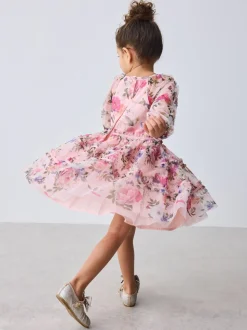 Robe à nœud Baker by Ted Baker à manches longues en maille fleurie