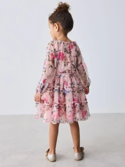 Robe à nœud Baker by Ted Baker à manches longues en maille fleurie