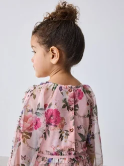 Robe à nœud Baker by Ted Baker à manches longues en maille fleurie