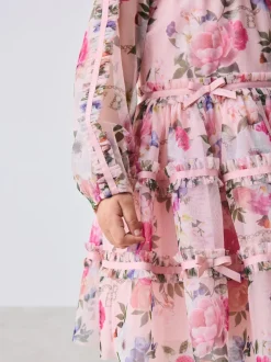 Robe à nœud Baker by Ted Baker à manches longues en maille fleurie