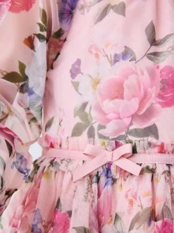 Robe à nœud Baker by Ted Baker à manches longues en maille fleurie