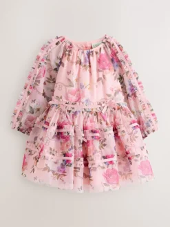 Robe à nœud Baker by Ted Baker à manches longues en maille fleurie