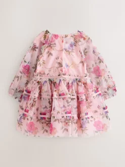 Robe à nœud Baker by Ted Baker à manches longues en maille fleurie