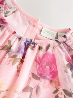 Robe à nœud Baker by Ted Baker à manches longues en maille fleurie