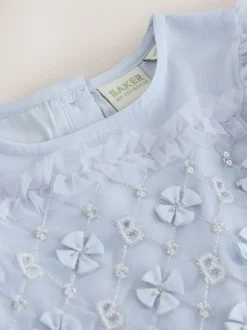 Robe Baker by Ted Baker bleue en maille brodée