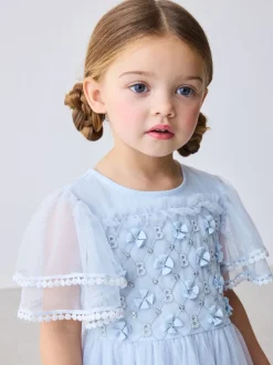 Robe Baker by Ted Baker bleue en maille brodée