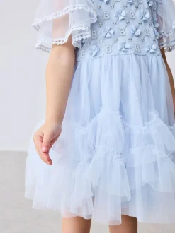 Robe Baker by Ted Baker bleue en maille brodée