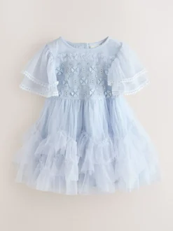 Robe Baker by Ted Baker bleue en maille brodée