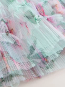 Robe Baker by Ted Baker verte en maille froissée à volants avec nœud dans le dos