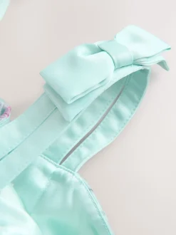 Robe Baker by Ted Baker verte en maille froissée à volants avec nœud dans le dos