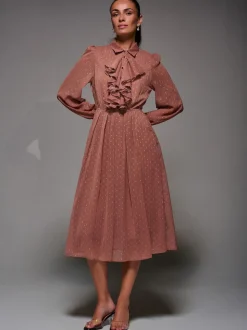 Robe chemise Jolie Moi en mousseline texturée à volants