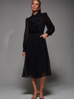 Robe chemise Jolie Moi en mousseline texturée à volants