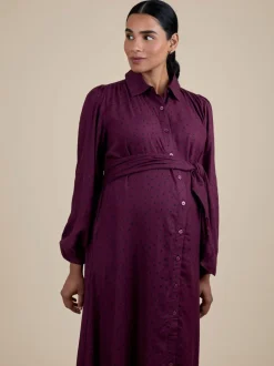 Robe chemise midi de maternité à pois JoJo Maman Bébé avec cravate