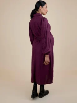 Robe chemise midi de maternité à pois JoJo Maman Bébé avec cravate