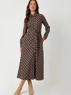 Robe chemise mi-longue Threadbare à carreaux ceinturée