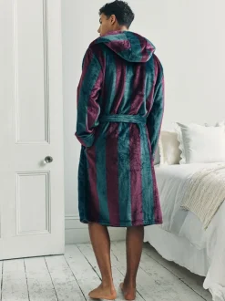 Robe de chambre Chelsea Peers à capuche rayée en polaire