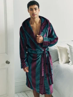 Robe de chambre Chelsea Peers à capuche rayée en polaire