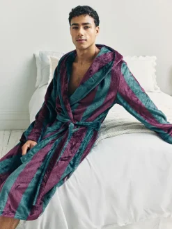 Robe de chambre Chelsea Peers à capuche rayée en polaire