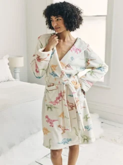 Robe de chambre Chelsea Peers en polaire imprimé dinosaure