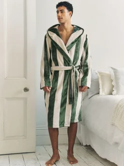 Robe de chambre Chelsea Peers à capuche rayée en polaire
