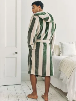 Robe de chambre Chelsea Peers à capuche rayée en polaire