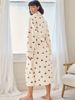 Robe de chambre longue Chelsea Peers en polaire imprimé cerise
