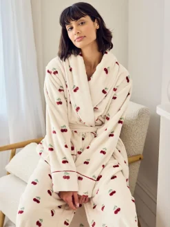 Robe de chambre longue Chelsea Peers en polaire imprimé cerise