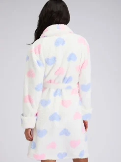 Robe de chambre mi-longue Boux Avenue duveteuse à cœur bouclé