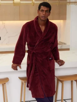 Robe de chambre Savile Row Company en polaire douce à passepoils
