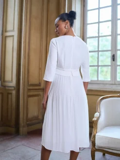 Robe de Mariage Seraphine Grossesse Premium Occasion avec Jupe Plissée flottante
