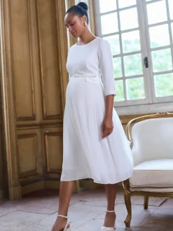 Robe de Mariage Seraphine Grossesse Premium Occasion avec Jupe Plissée flottante
