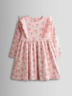 Robe JoJo Maman Bébé à manches longues à volants et cerises