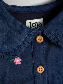Robe JoJo Maman Bébé en chambray brodé cœur