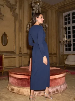 Robe longue de Grossesse et d'Allaitement Seraphine à encolure en cœur
