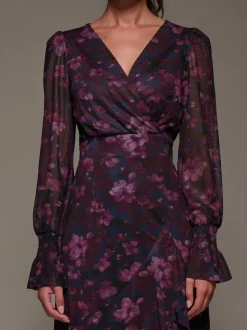 Robe longue Jolie Moi en maille à ourlet à volants et manches longues